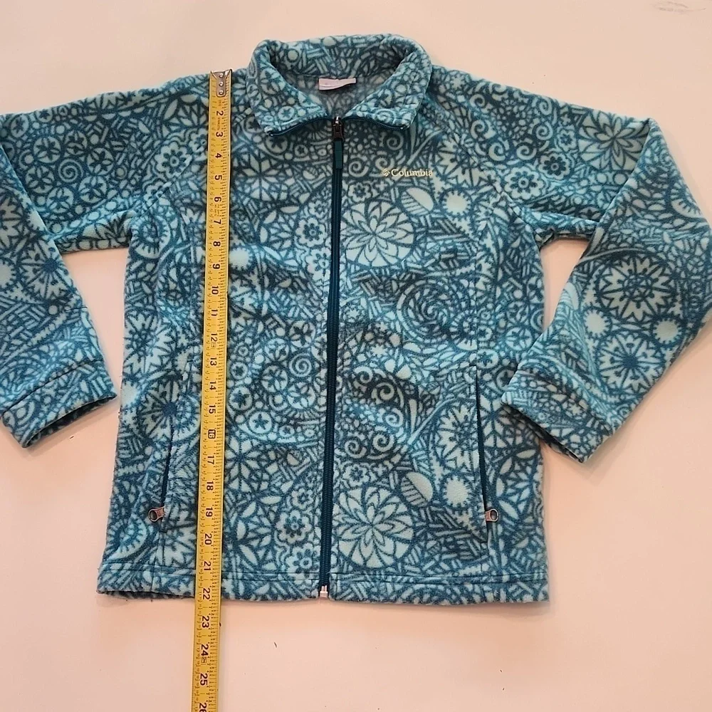 Columbia blue green fleece zip up jacket large 14 16